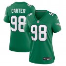 women's Philadelphia Eagles Uniform 98 Jalen Carter Jersey Stitched Shirt Green Alternate