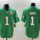 adult & youth,toddler Eagles Uniform 1 Jalen Hurts Jersey Stitched Green 2025 Super Bowl LIX Patch