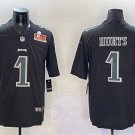 adult & youth Eagles 1 Jalen Hurts Jersey Stitched Black 2025 Super Bowl LIX Patch Fashion Shirt