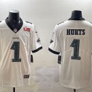 adult & youth,toddler Eagles Uniform 1 Jalen Hurts Jersey Stitched White 2025 Super Bowl LIX Patch