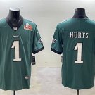 adult & youth,toddler Eagles Uniform 1 Jalen Hurts Jersey Stitched Green 2025 Super Bowl LIX Patch