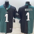 adult & youth Eagles Uniform 1 Jalen Hurts Jersey Stitched Activewear Black/Green Split Shirt