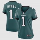 women's Philadelphia Eagles Uniform 1 Jalen Hurts Jersey Stitched Activewear Green Shirt