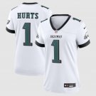 women's Philadelphia Eagles Uniform 1 Jalen Hurts Jersey Stitched Activewear White Shirt