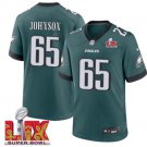 adult & youth,toddler Eagles 65 Lane Johnson Jersey Stitched Green 2025 Super Bowl LIX Patch Shirt