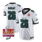 adult & youth,toddler Philadelphia 26 Saquon Barkley Jersey White Eagles Logo Super Bowl LIX Patch
