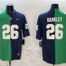 adult & youth Eagles / Nittany Lions 26 Saquon Barkley Jersey Stitched Green/Navy Split Shirt