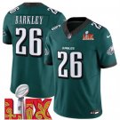 adult & youth,toddler Eagles 26 Saquon Barkley Jersey Stitched Green 2025 Super Bowl LIX Patch