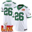 adult & youth Eagles Uniform 26 Saquon Barkley Jersey Stitched White 2025 Super Bowl LIX Patch Shirt