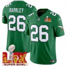 adult & youth,toddler Eagles 26 Saquon Barkley Jersey Stitched Green 2025 Super Bowl LIX Patch