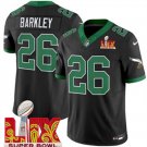 adult Eagles Uniform 26 Saquon Barkley Jersey Stitched Activewear Black-Green Super Bowl LIX Patch
