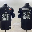 adult & youth Eagles 26 Saquon Barkley Jersey Stitched Black 2025 Super Bowl LIX Patch Fashion