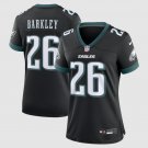 women's Philadelphia Eagles Uniform 26 Saquon Barkley Jersey Stitched Activewear Black Shirt