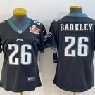 women's Eagles Uniform 26 Saquon Barkley Jersey Stitched Black 2025 Super Bowl LIX Patch Shirt