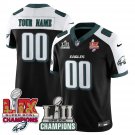 adult & youth Eagles 00 Custom name number Jersey LII-LIX Super Bowl Champions Black-White Shirt