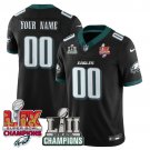 adult & youth,toddler Eagles 00 Custom name number Jersey LII-LIX Super Bowl Champions Black Shirt