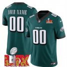 adult & youth,toddler Eagles 00 Custom name number Jersey Stitched Green 2025 Super Bowl LIX Patch