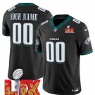 adult & youth,toddler Eagles 00 Custom name number Jersey Stitched Black 2025 Super Bowl LIX Patch