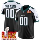 adult & youth Eagles Uniform 00 Custom name number Jersey Stitched Black-White Super Bowl LIX Patch