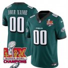 adult & youth,toddler Eagles 00 Custom name number Jersey Green 2025 Eagles Logo Super Bowl LIX
