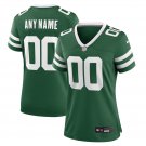 Women's New York Jets Uniform 00 Custom name number Jersey Stitched Activewear Green Shirt