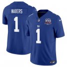 adult & youth,toddler New York Giants Uniform 1 Malik Nabers Jersey Stitched Blue 100th Season Patch
