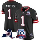 adult & youth NY Giants Uniform 1 Malik Nabers Jersey Stitched Black 100th Season and State Patch