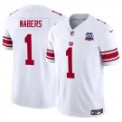 adult & youth,toddler NY Giants Uniform 1 Malik Nabers Jersey Stitched White 100th Season Patch