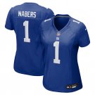 women's New York Giants Uniform 1 Malik Nabers Jersey Stitched Activewear Blue Shirt