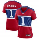 women's New York Giants Uniform 1 Malik Nabers Jersey Stitched Activewear Red Shirt