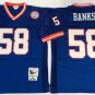 adult NY Giants Uniform 58 Carl Banks Jersey Stitched Activewear Blue M&N Throwback Mesh Shirt
