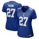 women's New York Giants Uniform 27 Tyler Nubin Jersey Stitched Activewear Blue Shirt