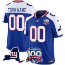 adult & youth NY Giants 00 Custom name number Jersey Royal-White 100th Season and State Patch