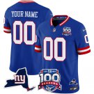 adult & youth,toddler NY Giants 00 Custom name number Jersey Royal 100th Season and State Patch