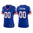 women's New York Giants Uniform 00 Custom name number Jersey Stitched Activewear Royal Shirt