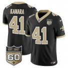 adult & youth Saints Uniform 41 Alvin Kamara Jersey Stitched Shirt Black 60th Anniversary Patch