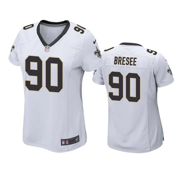 women's New Orleans Saints Uniform 90 Bryan Bresee Jersey Stitched Activewear White Shirt