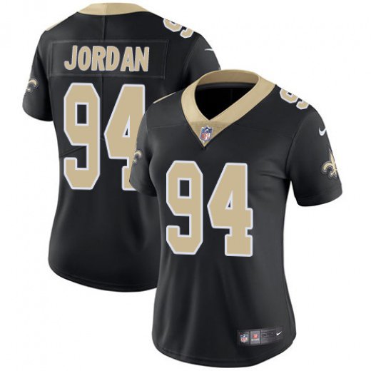 women's New Orleans Saints Uniform 94 Cameron Jordan Jersey Stitched Activewear Black Shirt