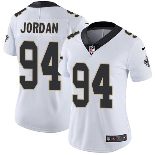 women's New Orleans Saints Uniform 94 Cameron Jordan Jersey Stitched Activewear White Shirt