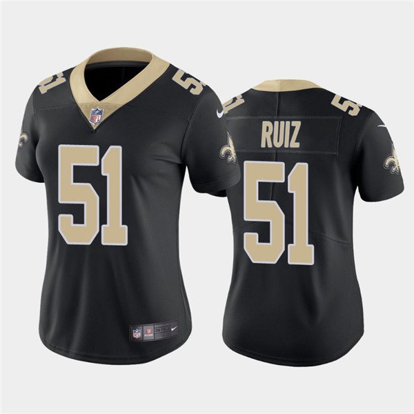 women's New Orleans Saints Uniform 51 Cesar Ruiz Jersey Stitched Activewear Black Shirt