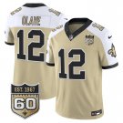 adult & youth Saints Uniform 12 Chris Olave Jersey Stitched Gold-White 60th Anniversary Patch