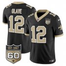 adult & youth Saints Uniform 12 Chris Olave Jersey Stitched Shirt Black 60th Anniversary Patch