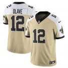 adult & youth New Orleans Saints Uniform 12 Chris Olave Jersey Stitched Activewear Gold-White Shirt