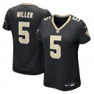 women's New Orleans Saints Uniform 5 Kendre Miller Jersey Stitched Activewear Black Shirt