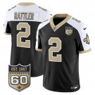 adult & youth Saints Uniform 2 Spencer Rattler Jersey Stitched Black-White 60th Anniversary Patch