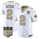 adult & youth Saints Uniform 2 Spencer Rattler Jersey Stitched Shirt White 60th Anniversary Patch