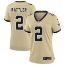 women's New Orleans Saints Uniform 2 Spencer Rattler Jersey Stitched Activewear Gold Shirt