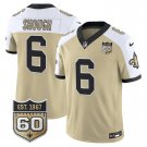 adult & youth Saints Uniform 6 Tyler Shough Jersey Stitched Gold-White 60th Anniversary Patch