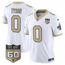 adult & youth Saints Uniform 0 Jordyn Tyson Jersey Stitched Shirt White 60th Anniversary Patch