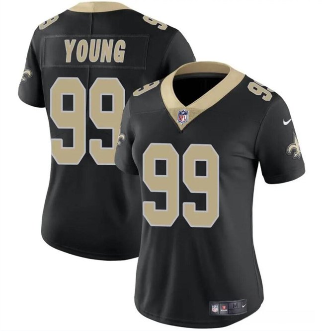 women's New Orleans Saints Uniform 99 Chase Young Jersey Stitched Activewear Black Shirt